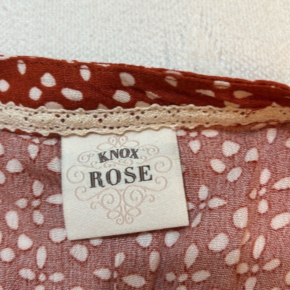 Knox rose long sleeve burnt orange print tie front with tassels - Picture 2 of 5